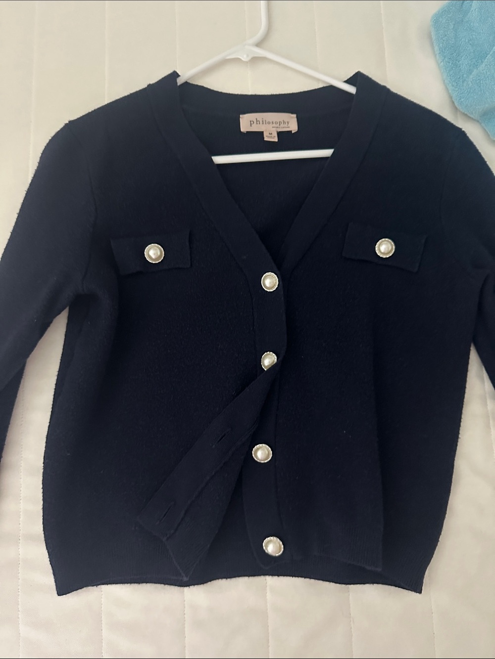 Philosophy NaPearl-Button V-Neck Cardigan